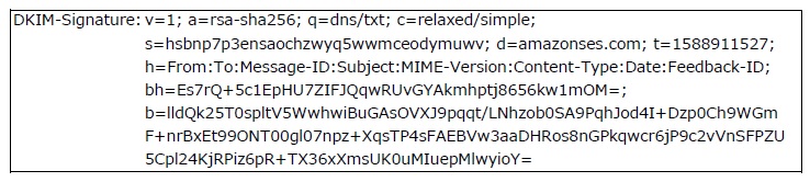 送信ドメイン認証の署名確認 (DKIM-Signature)
